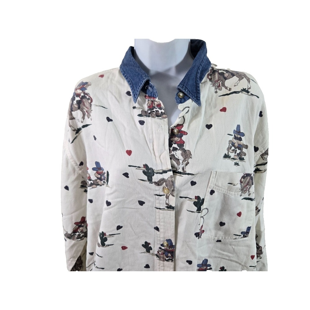 Quizz New York Plus Vintage Long Sleeved Shirt Size 20‎ Western Bears Ponies